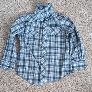 H&M Kids Blue and White Plaid Button Down Shirt